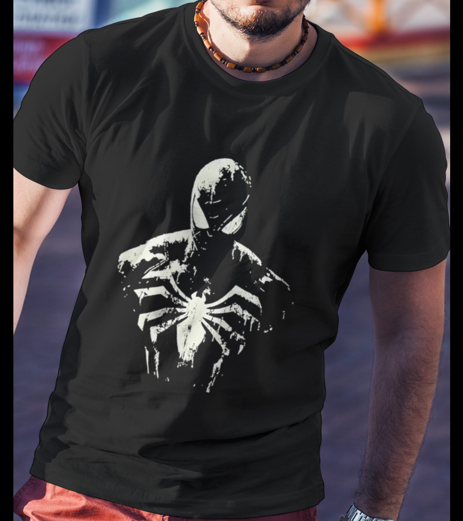 Spider Man Marvel Superhero White Symbol On Black T-Shirt