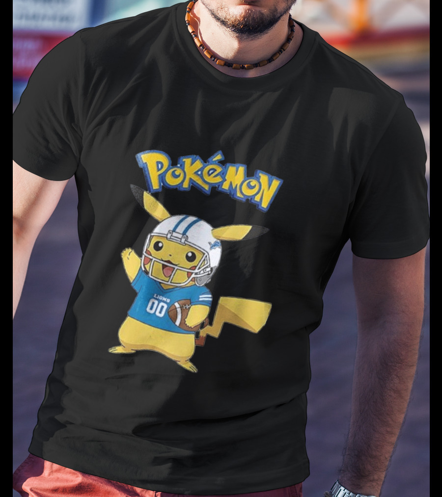 Detroit Lions Pokemon Pikachu Football Fan T-Shirt