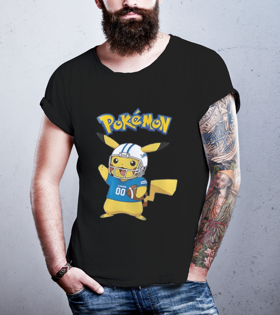 Detroit Lions Pokemon Pikachu Football Fan T-Shirt