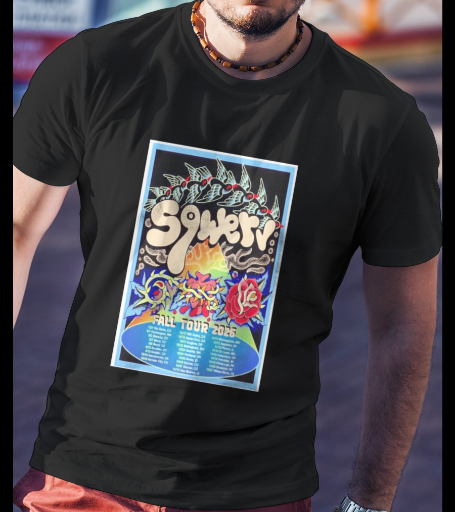 Squeaky Fall Tour 2026 Psychedelic With Rose And Leaf T-Shirt