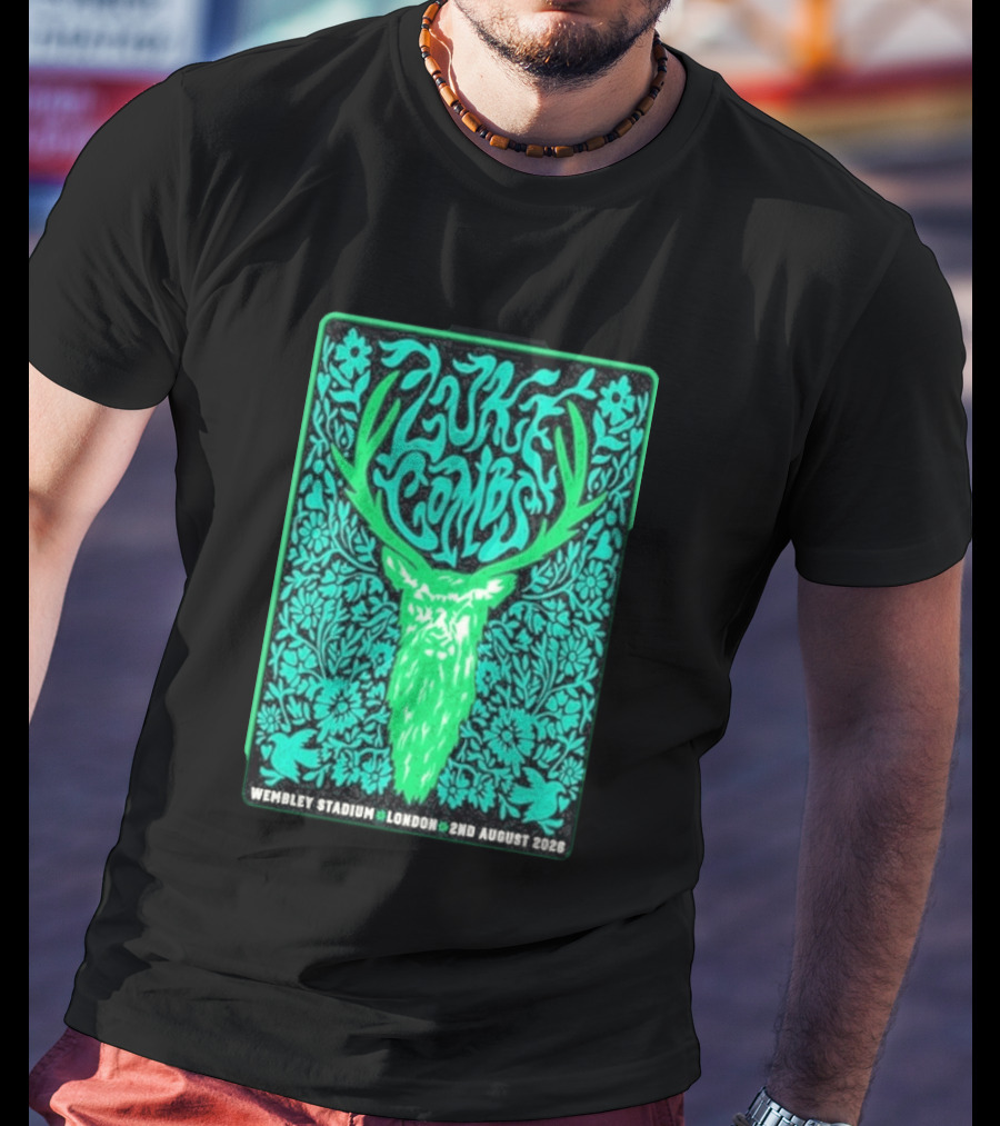 Luke Combs Wembley Stadium London August 2 2026 Deer Antlers Floral T-Shirt