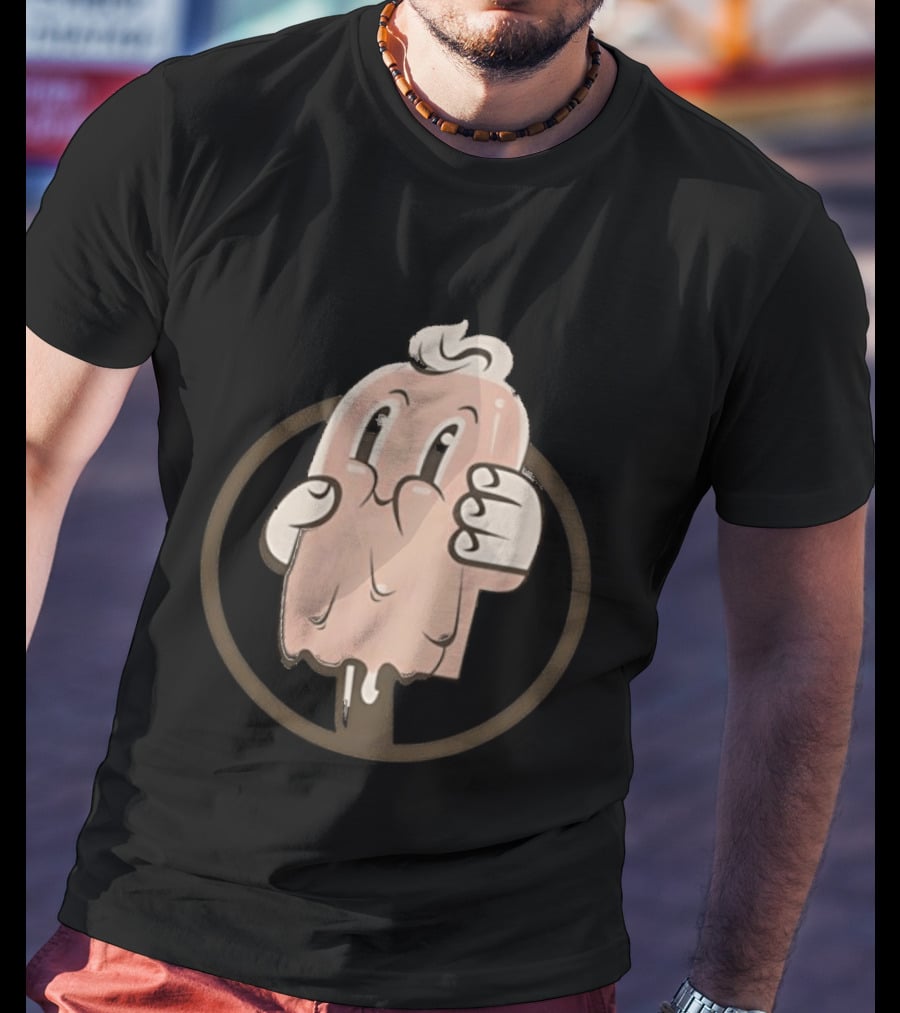 Melting Popsicle Cartoon Character With Circle T-Shirt