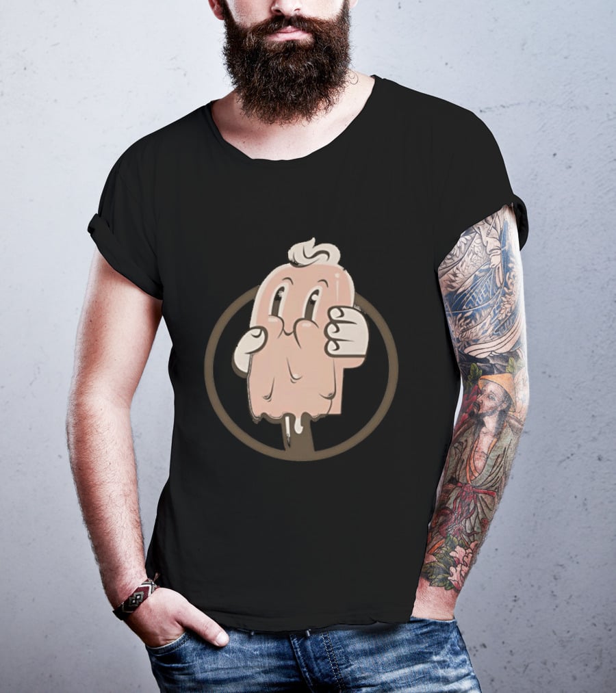 Melting Popsicle Cartoon Character With Circle T-Shirt