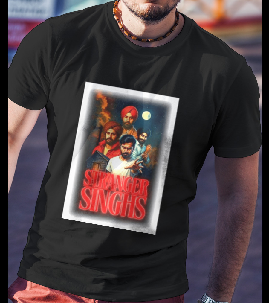 Stranger Singhs Indian Series With Turbaned Characters And Moonlit Sky T-Shirt
