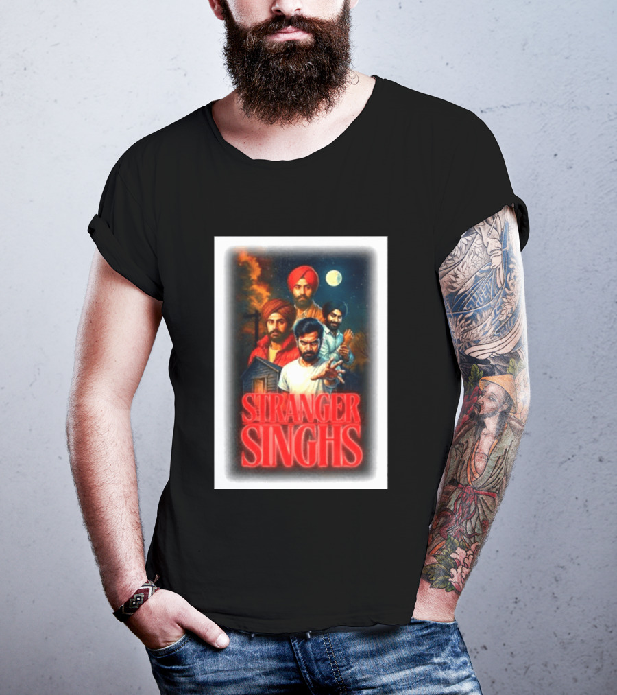 Stranger Singhs Indian Series With Turbaned Characters And Moonlit Sky T-Shirt