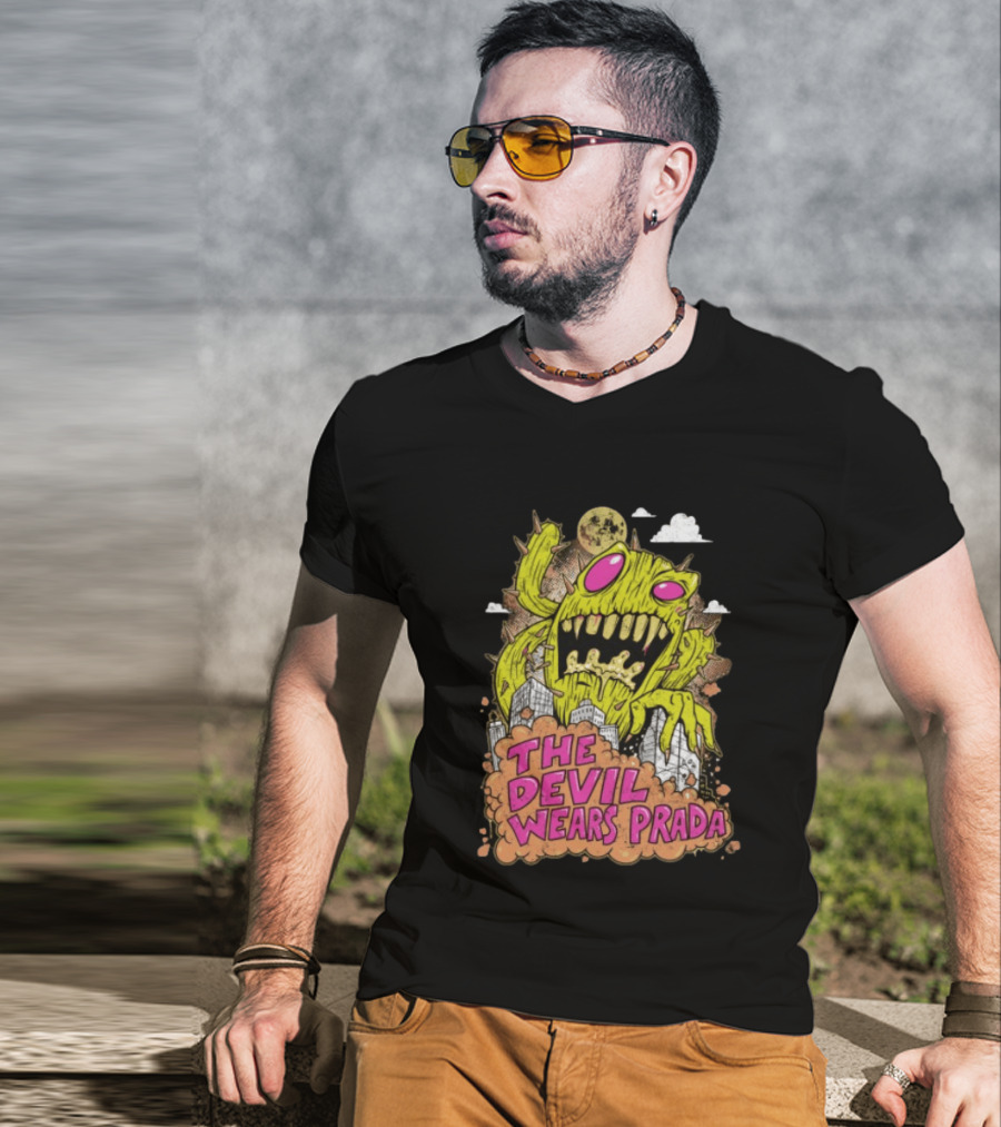The Devil Wears Prada Cactuszilla Monster In Cityscape T-Shirt