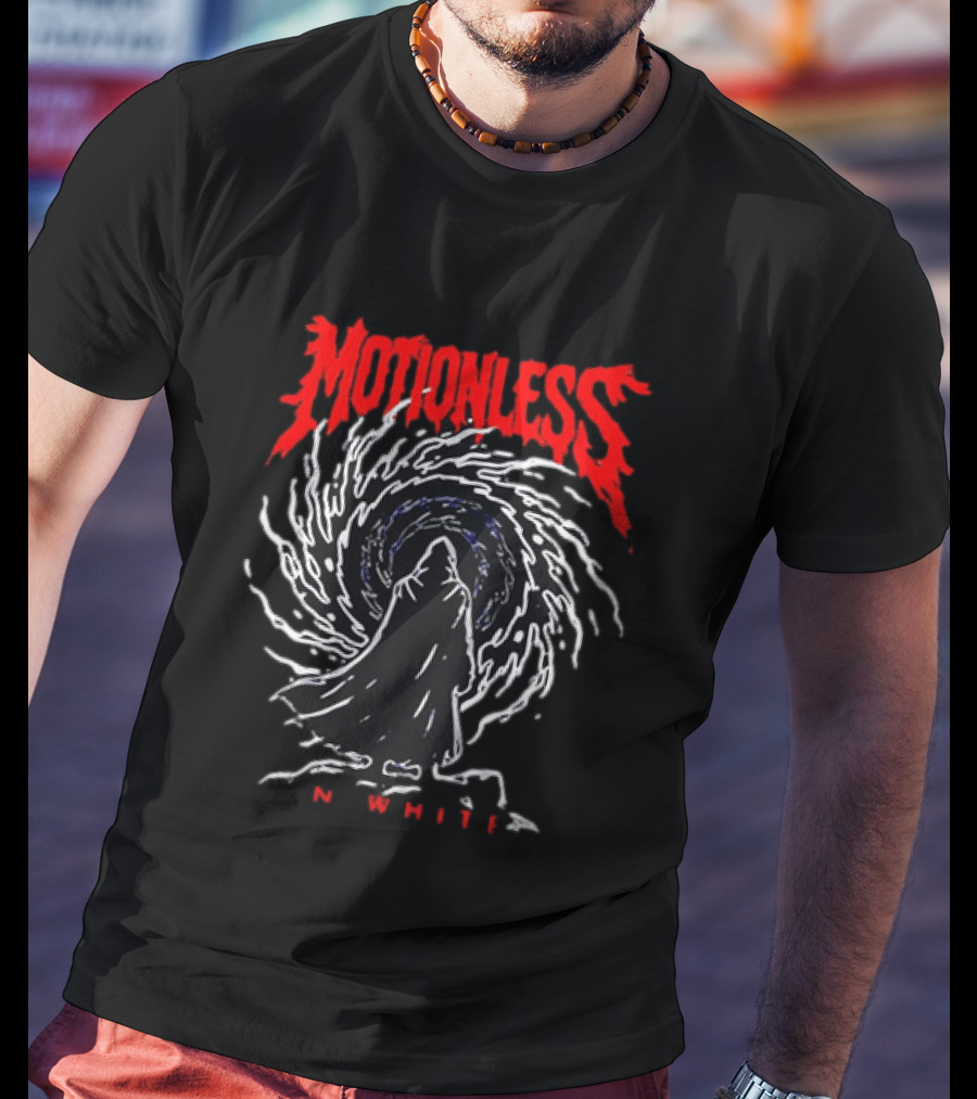Motionless In White MIW The Sweat And Blood Tour 2026 Be Not Afraid Of The Dark Cloaked Figure Spiral T-Shirt
