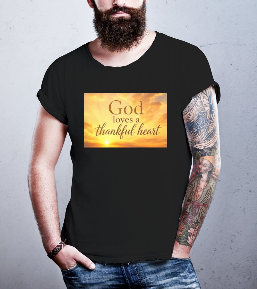 God Loves A Thankful Heart Sunlight Sky T-Shirt