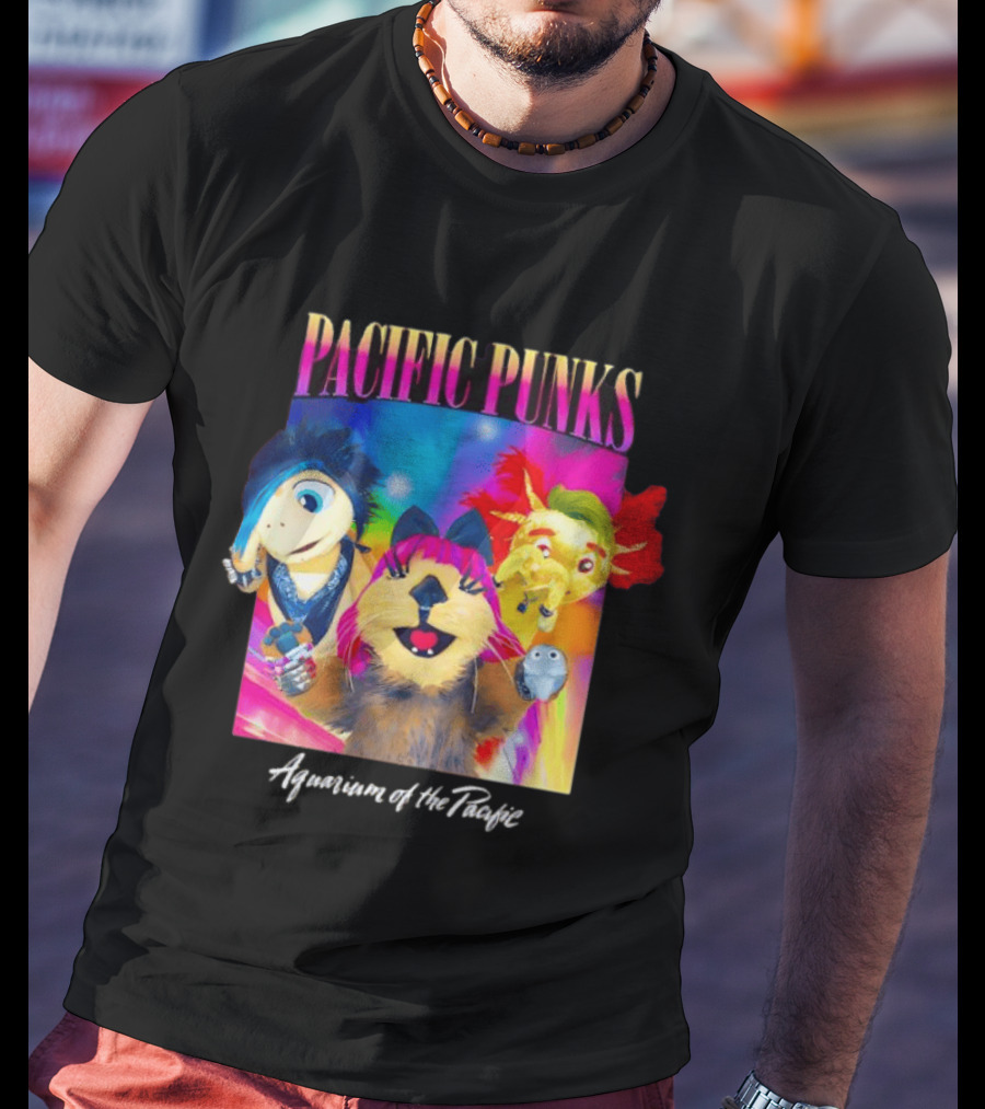 Pacific Punks Aquarium Of The Pacific Puppet Characters Colorful T-Shirt