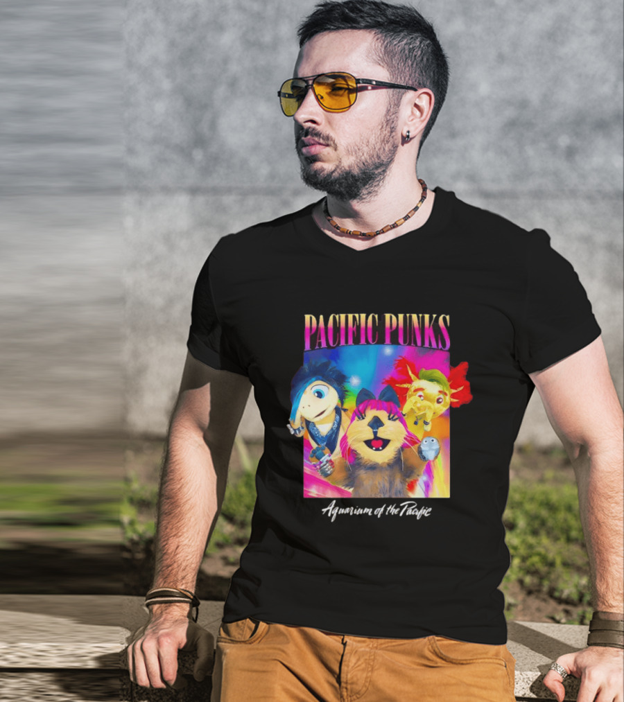 Pacific Punks Aquarium Of The Pacific Puppet Characters Colorful T-Shirt