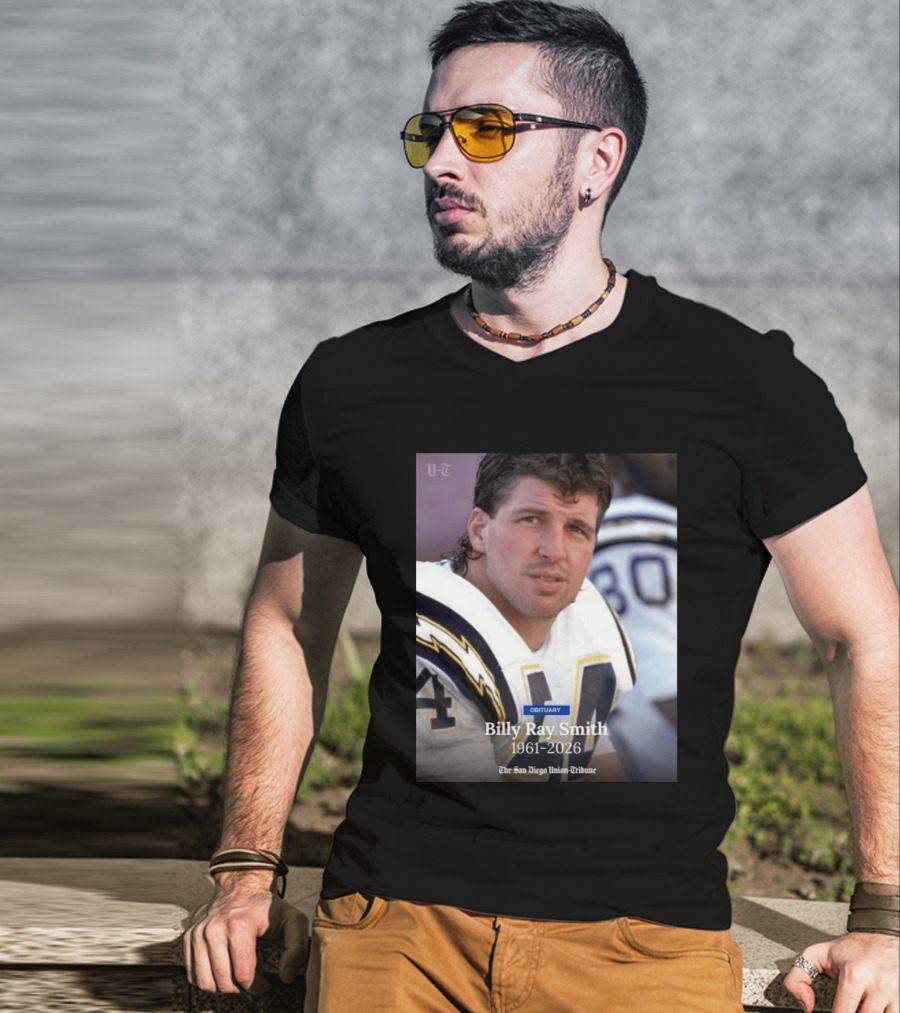 Billy Ray Smith 1961 2026 San Diego Chargers Obituary Tribute San Diego Union Tribune T-Shirt