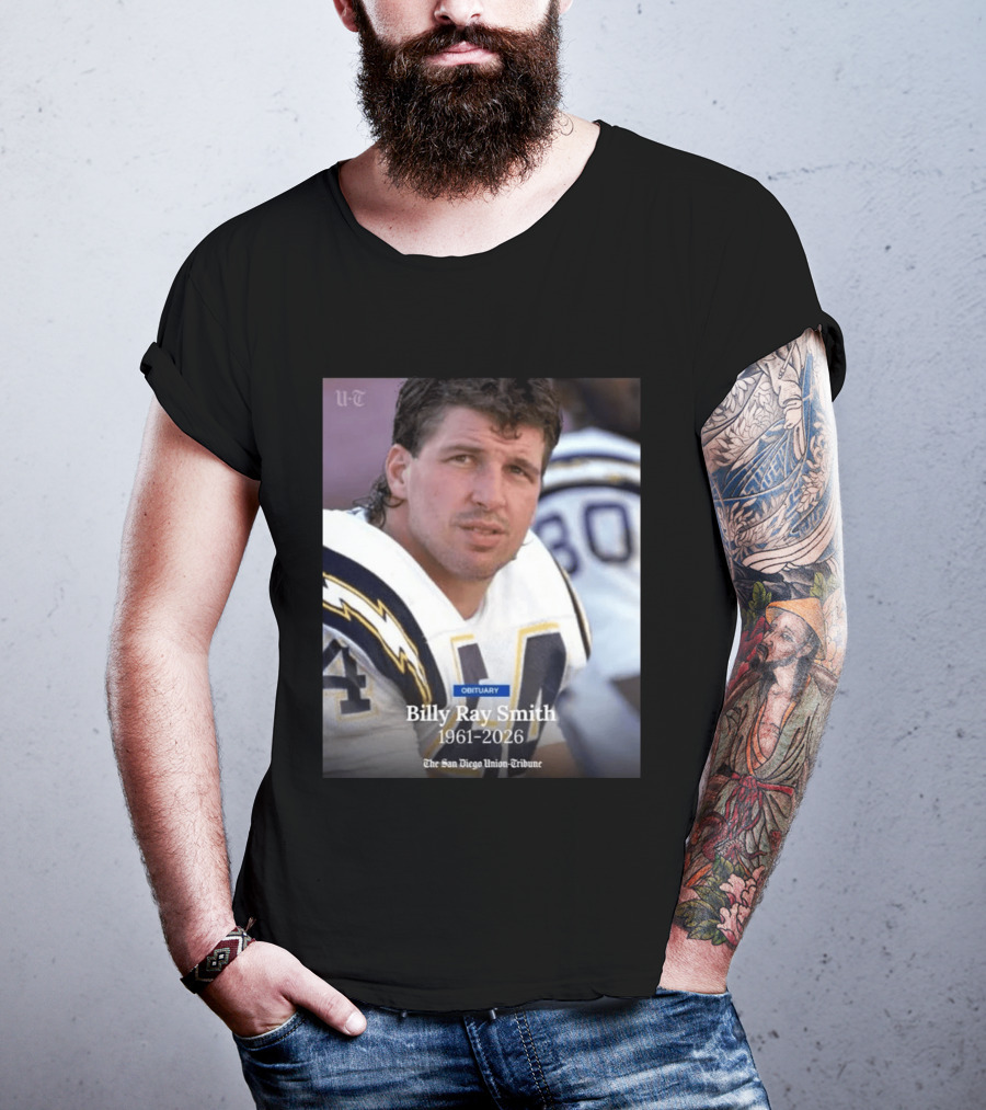 Billy Ray Smith 1961 2026 San Diego Chargers Obituary Tribute San Diego Union Tribune T-Shirt