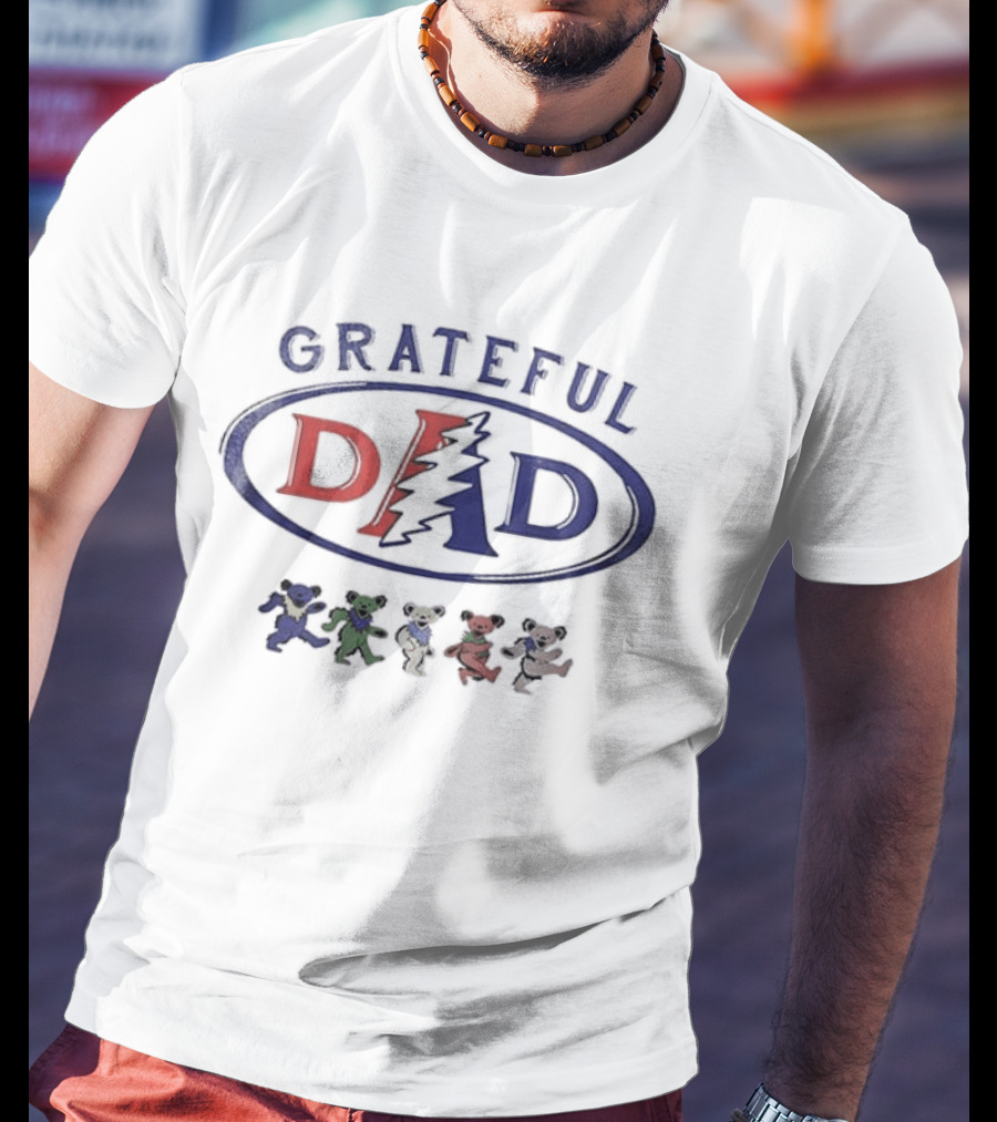 Grateful Dad Father's Day With Dancing Bears And Lightning Bolt T-Shirt