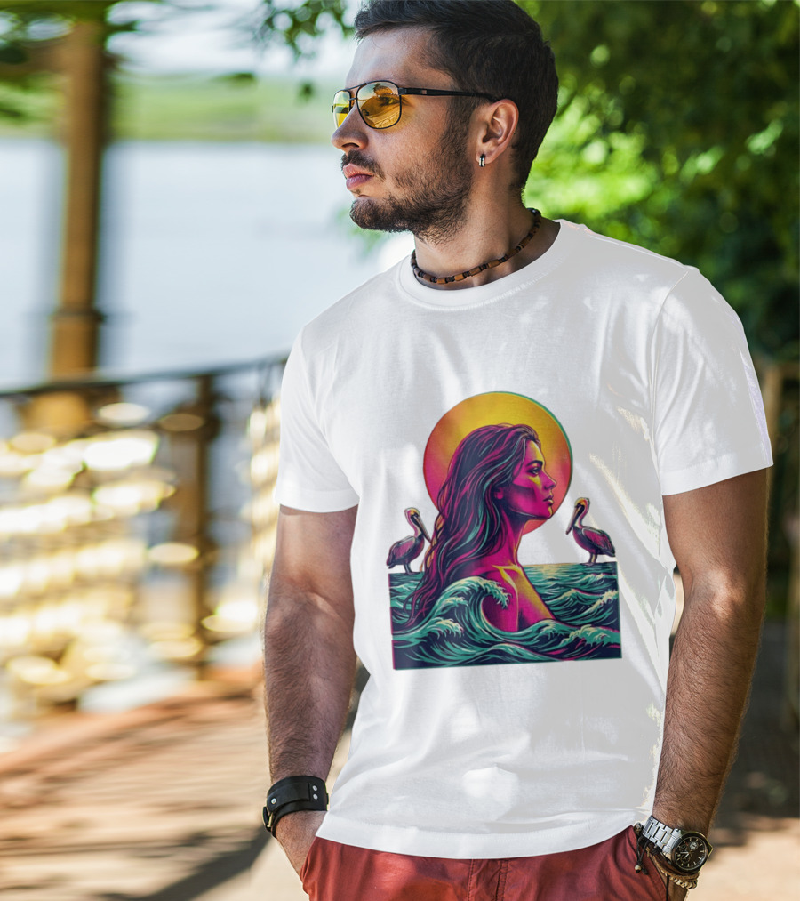 Gulf Coast Sunset Pelican Waves Woman T-Shirt