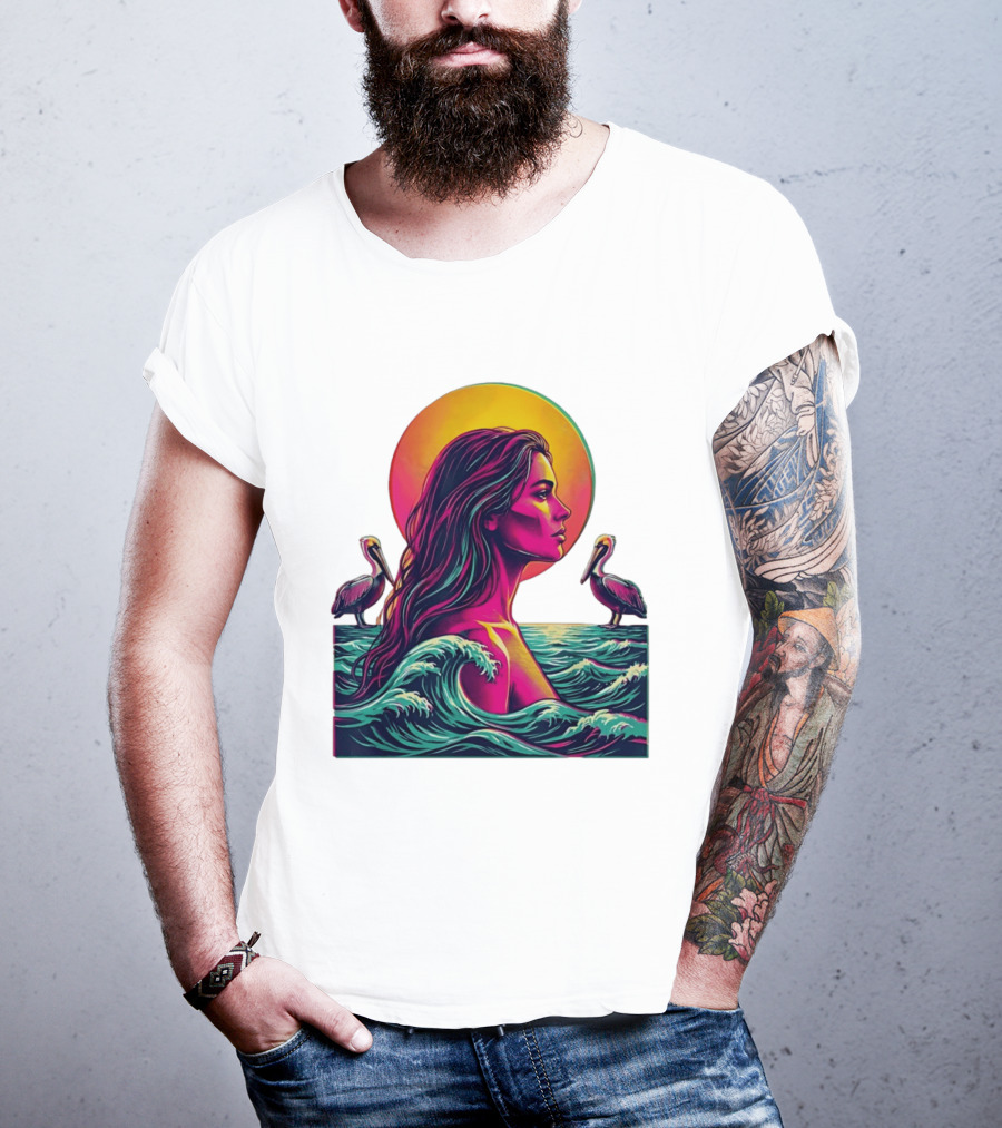 Gulf Coast Sunset Pelican Waves Woman T-Shirt