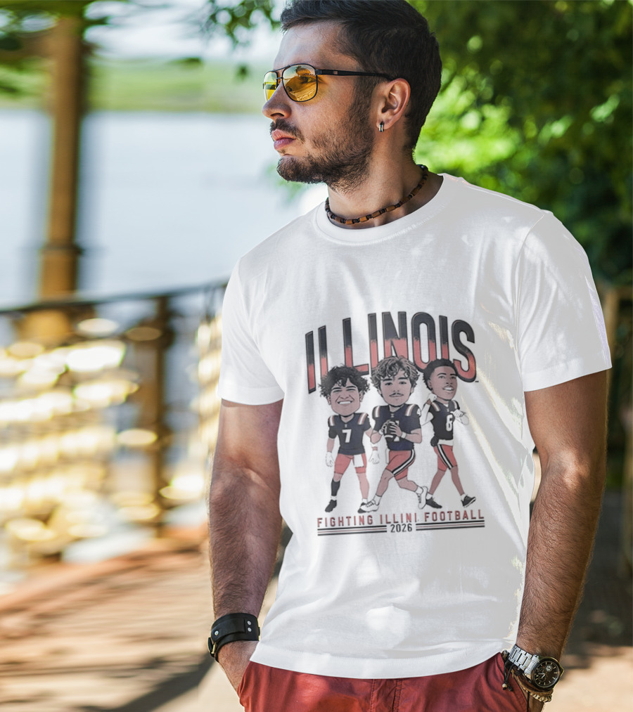 Illinois Fighting Illini Football 2026 Caricature Players Team Spirit T-Shirt