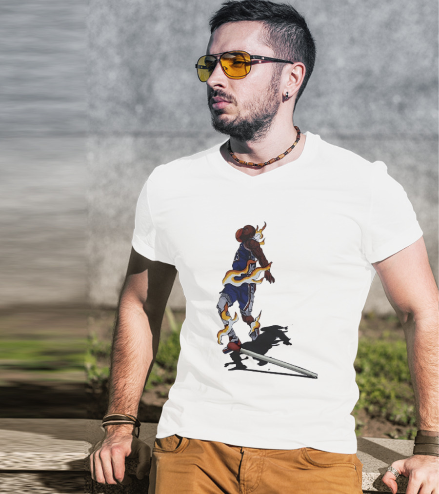 LeBron James Basketball Player Fiery Dunk Match Stick T-Shirt