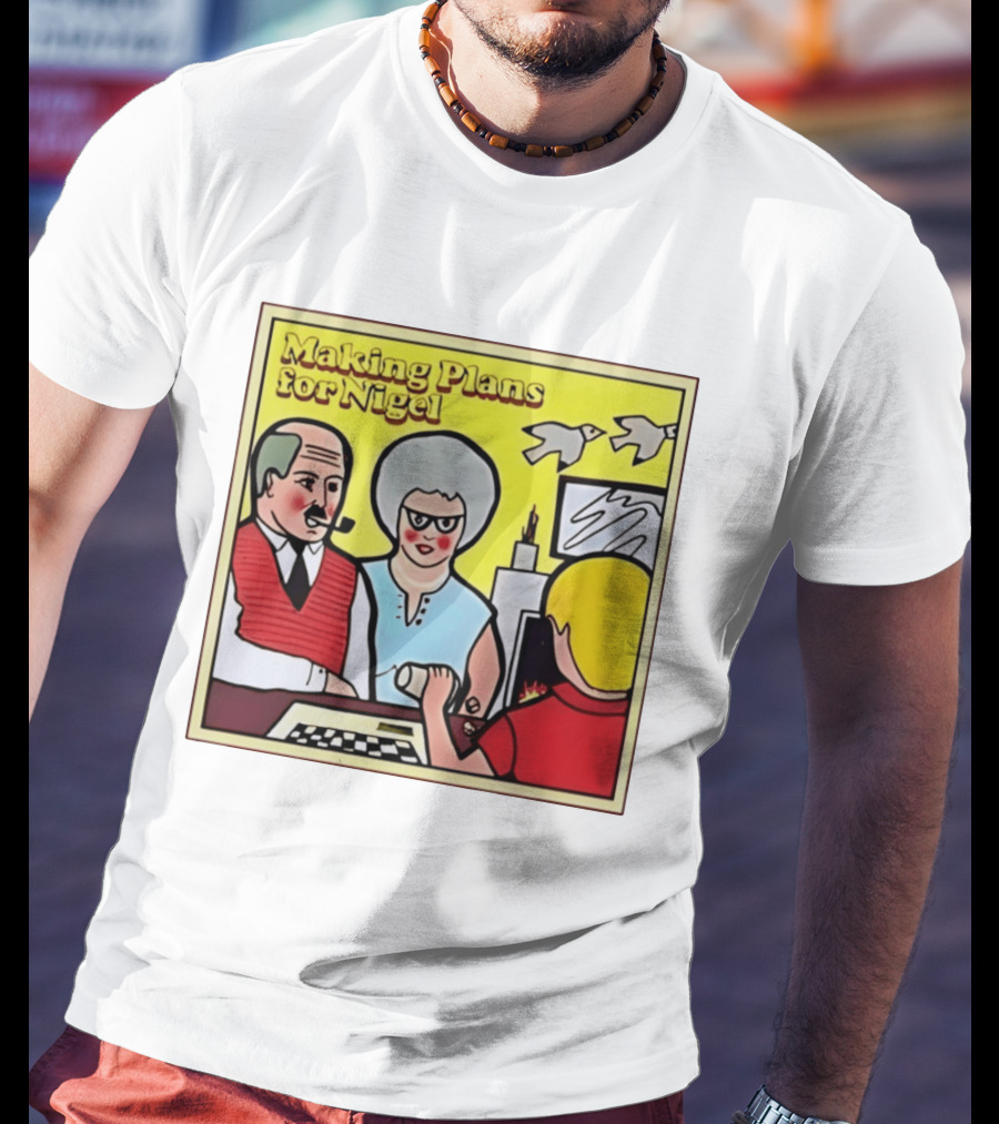 Making Plans For Nigel XTC New Wave English Rock Scene Yellow Background Birds Family T-Shirt