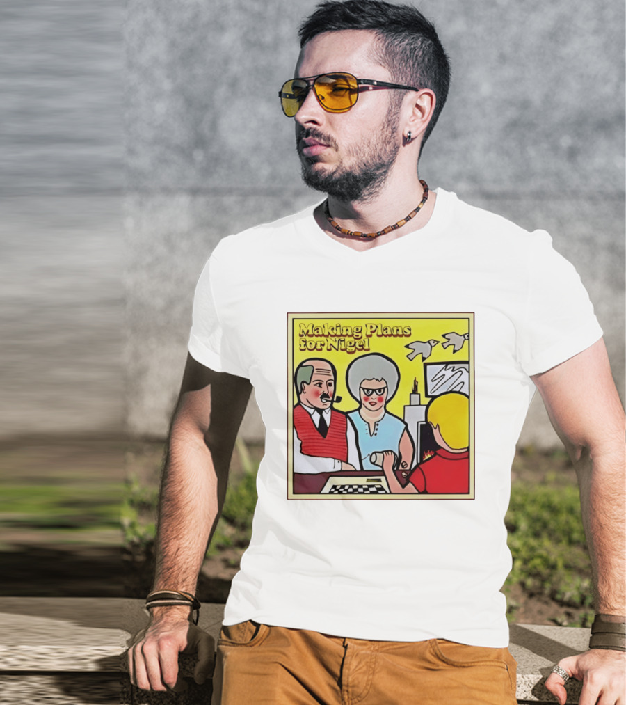 Making Plans For Nigel XTC New Wave English Rock Scene Yellow Background Birds Family T-Shirt