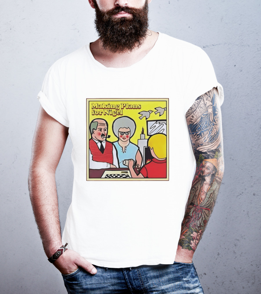 Making Plans For Nigel XTC New Wave English Rock Scene Yellow Background Birds Family T-Shirt