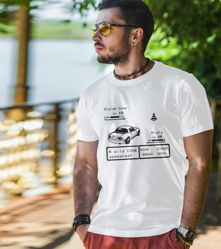 Miata Mazda NA A Wild Cone Appeared Pokemon Slalom Cone Gas Steer Brake Spin T-Shirt
