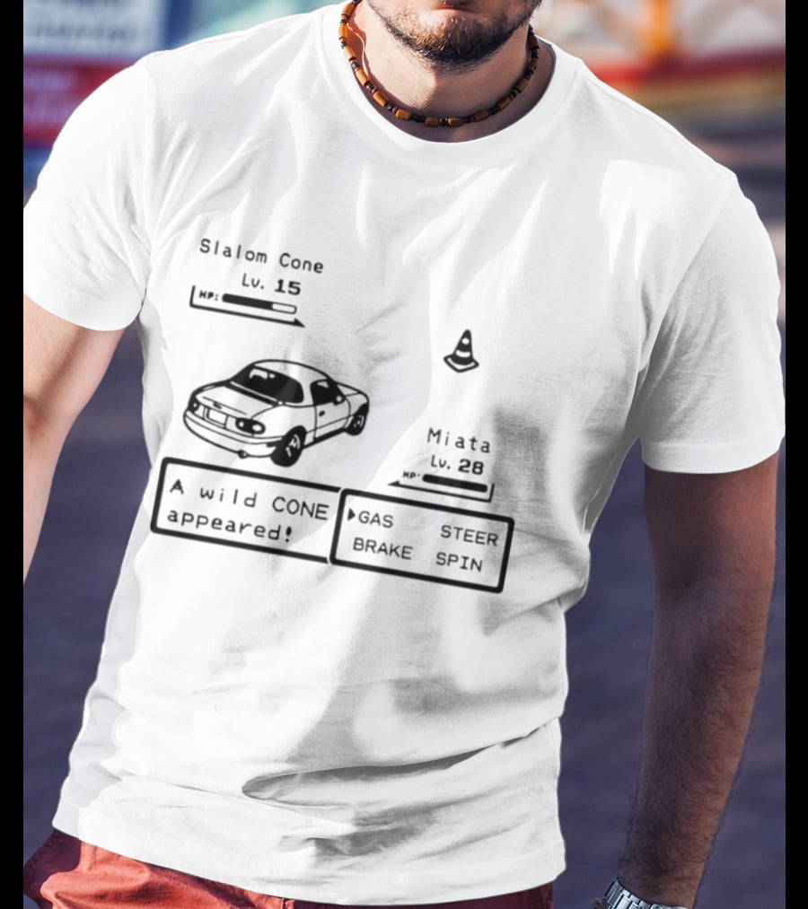 Miata Mazda NA A Wild Cone Appeared Pokemon Slalom Cone Gas Steer Brake Spin T-Shirt
