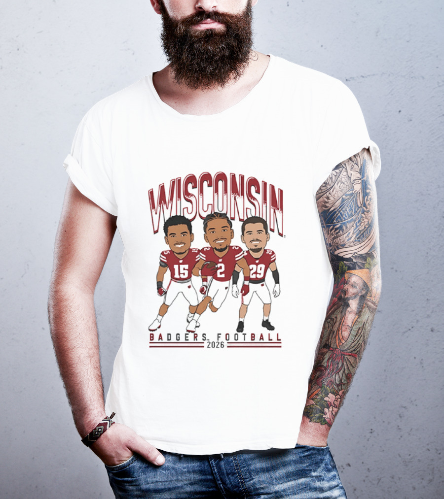 Wisconsin Badgers Football 2026 Players Caricature Team Spirit T-Shirt
