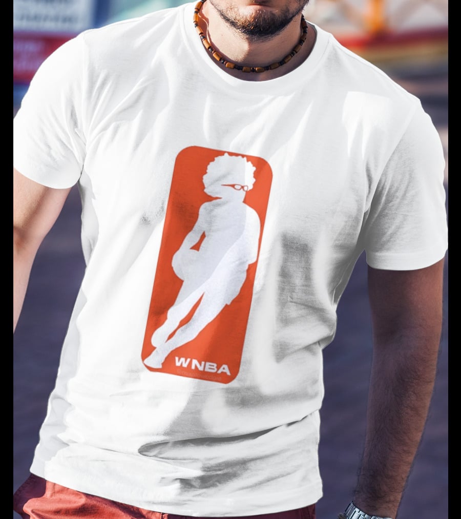 WNBA Maplewedgie Basketball Player White Silhouette On Orange T-Shirt