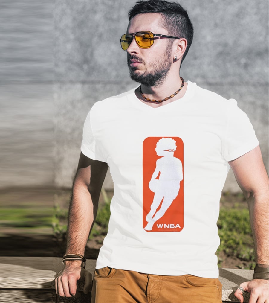 WNBA Maplewedgie Basketball Player White Silhouette On Orange T-Shirt