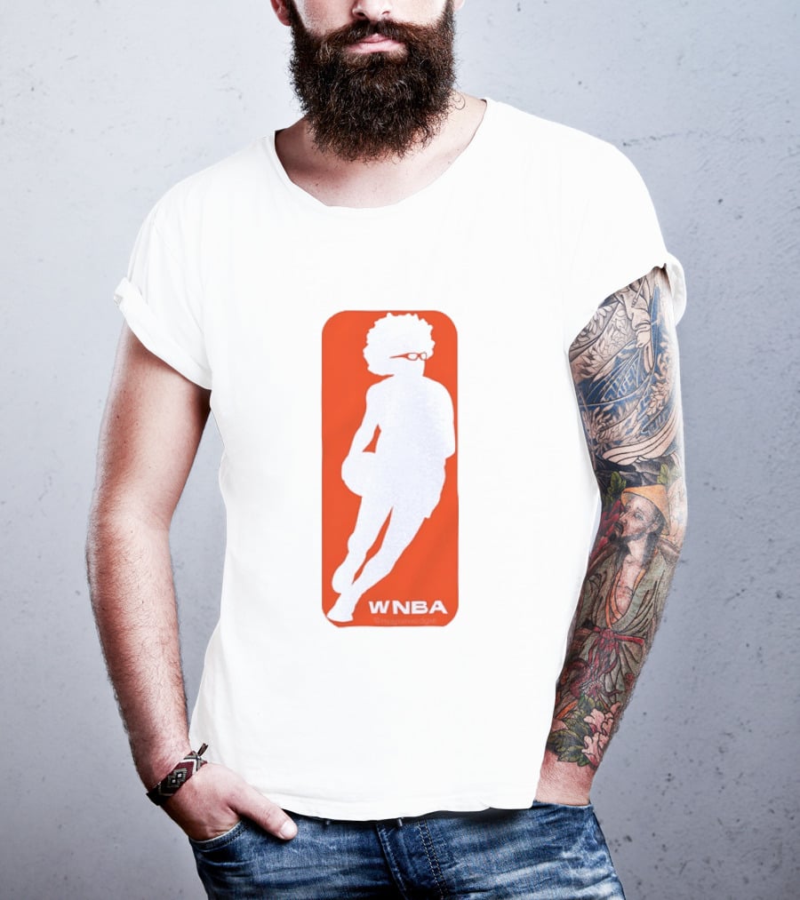 WNBA Maplewedgie Basketball Player White Silhouette On Orange T-Shirt