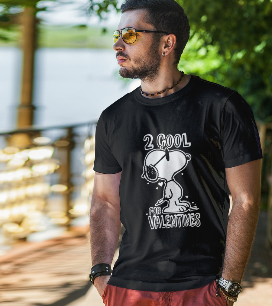 2 Cool For Valentines Peanuts Snoopy T-Shirt