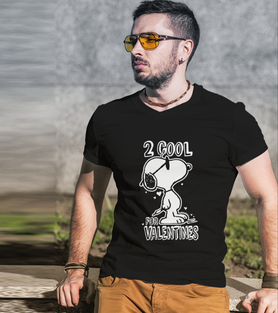 2 Cool For Valentines Peanuts Snoopy T-Shirt