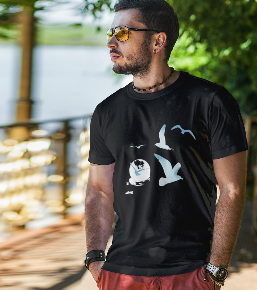 1989 Seagull Boxy Flock In Flight Retro Aesthetic T-Shirt