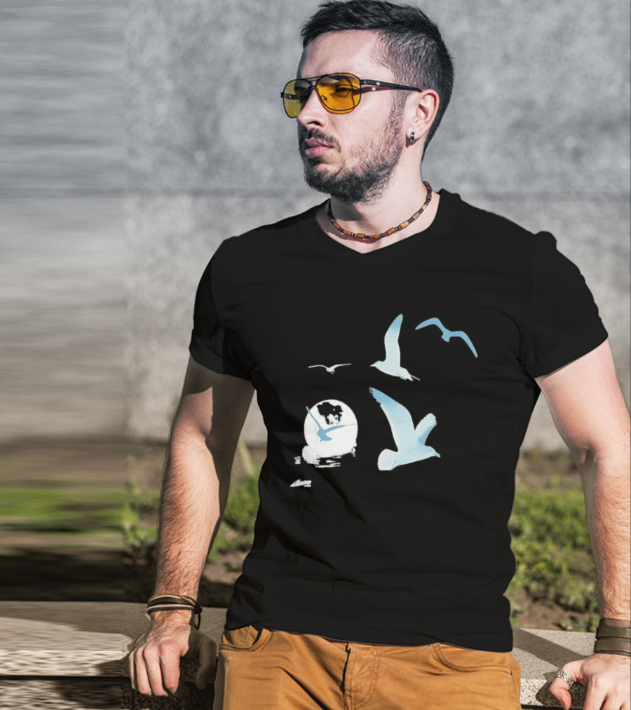 1989 Seagull Boxy Flock In Flight Retro Aesthetic T-Shirt