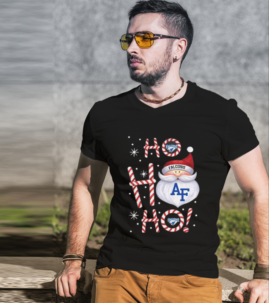 Air Force Falcons Christmas Santa Ho Ho Ho Peppermint Letters T-Shirt