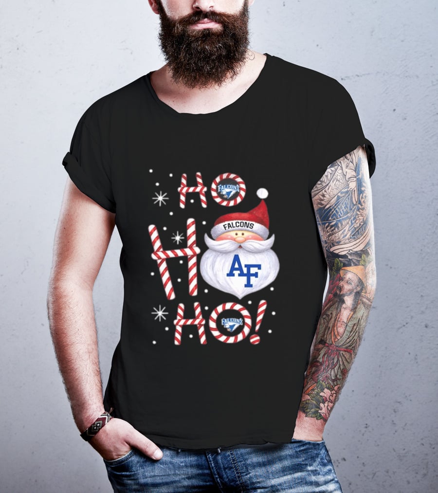 Air Force Falcons Christmas Santa Ho Ho Ho Peppermint Letters T-Shirt