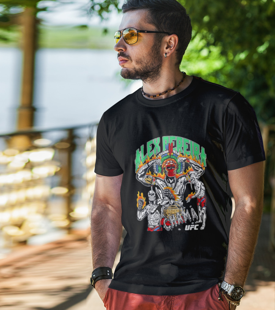 Alex Pereira Chama UFC Fighter Art With Flames And Traditional Headdress T-Shirt