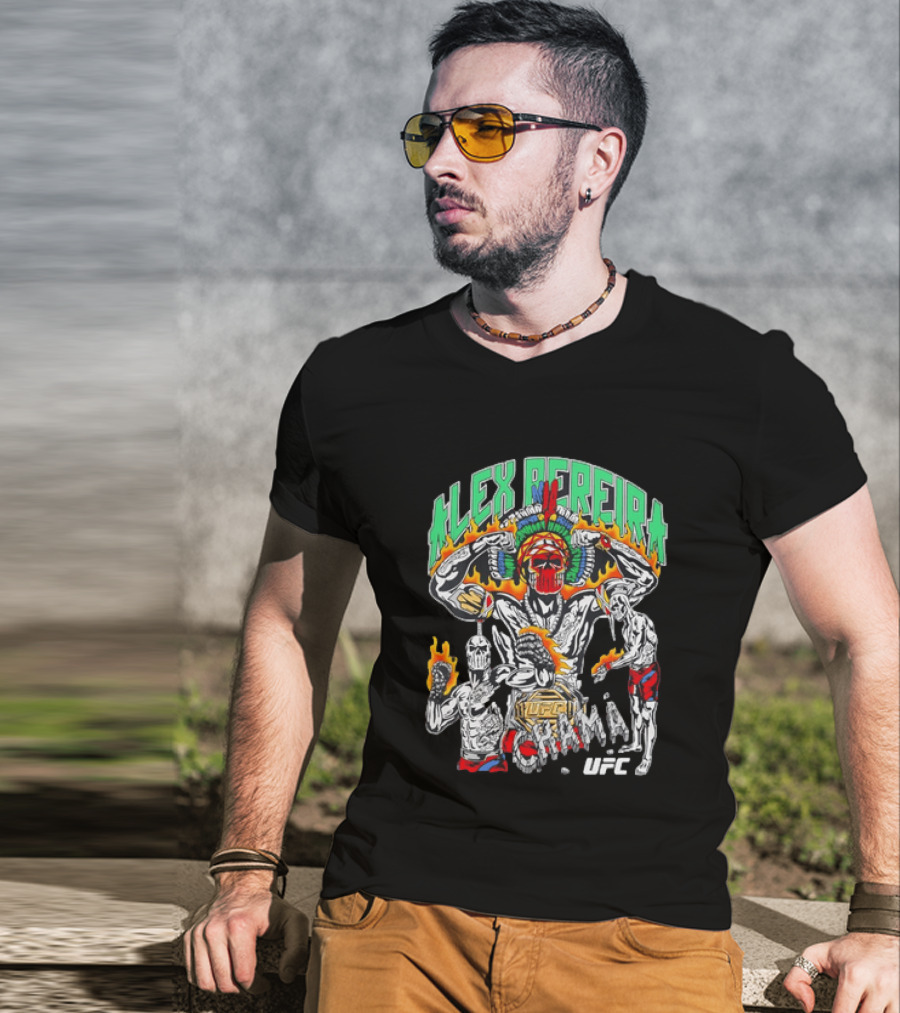 Alex Pereira Chama UFC Fighter Art With Flames And Traditional Headdress T-Shirt