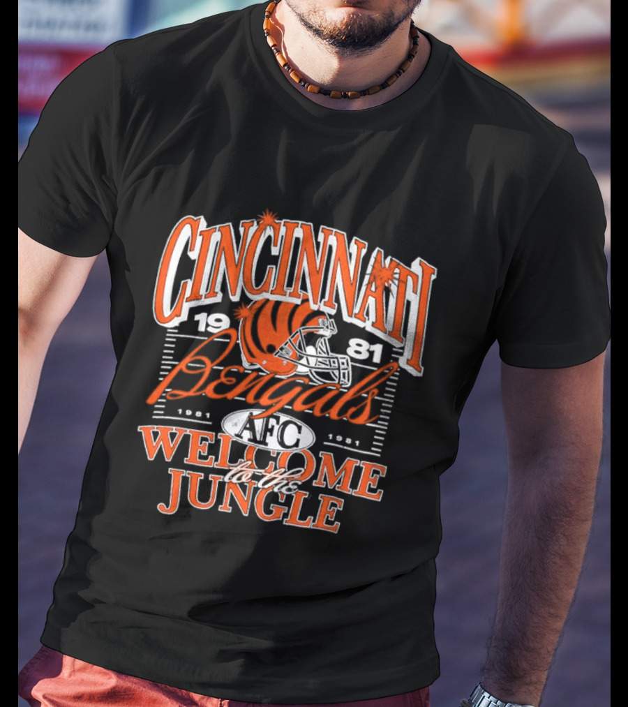 Cincinnati Bengals 1981 Welcome To The Jungle AFC Helmet T-Shirt