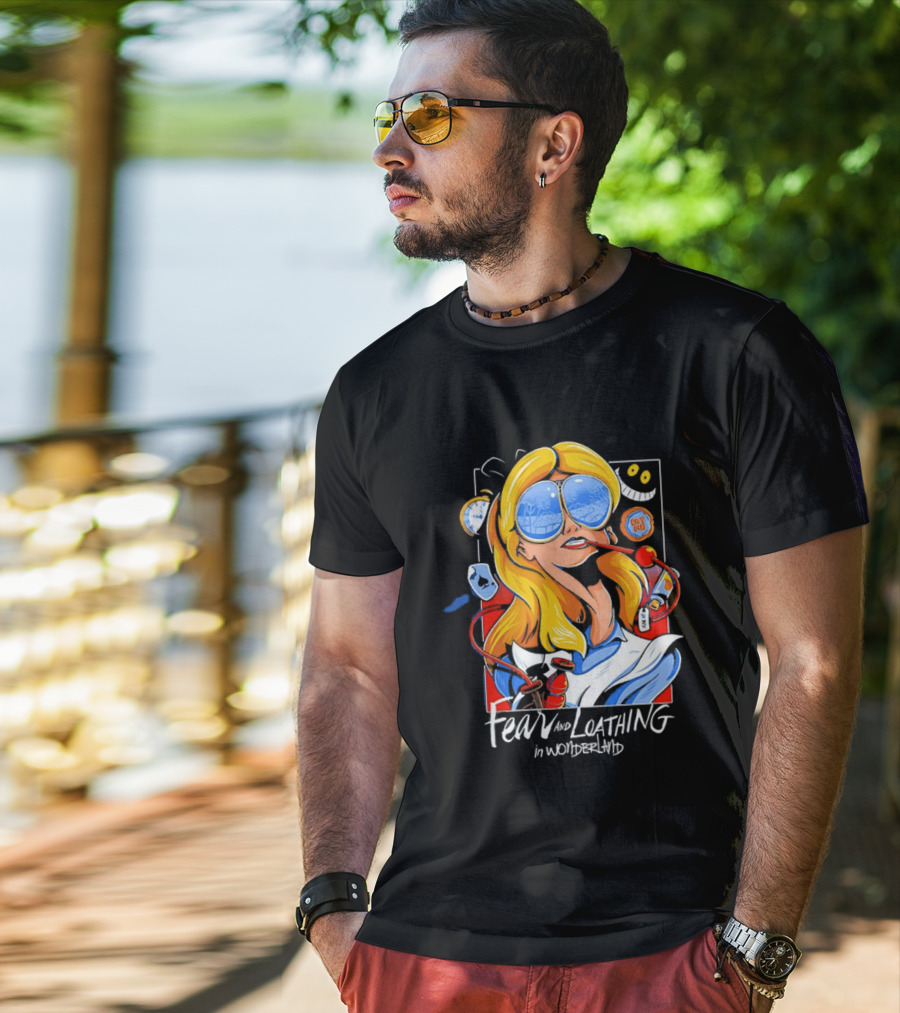 Alice Fear And Loathing In Wonderland Smoking Sunglasses Psychedelic T-Shirt