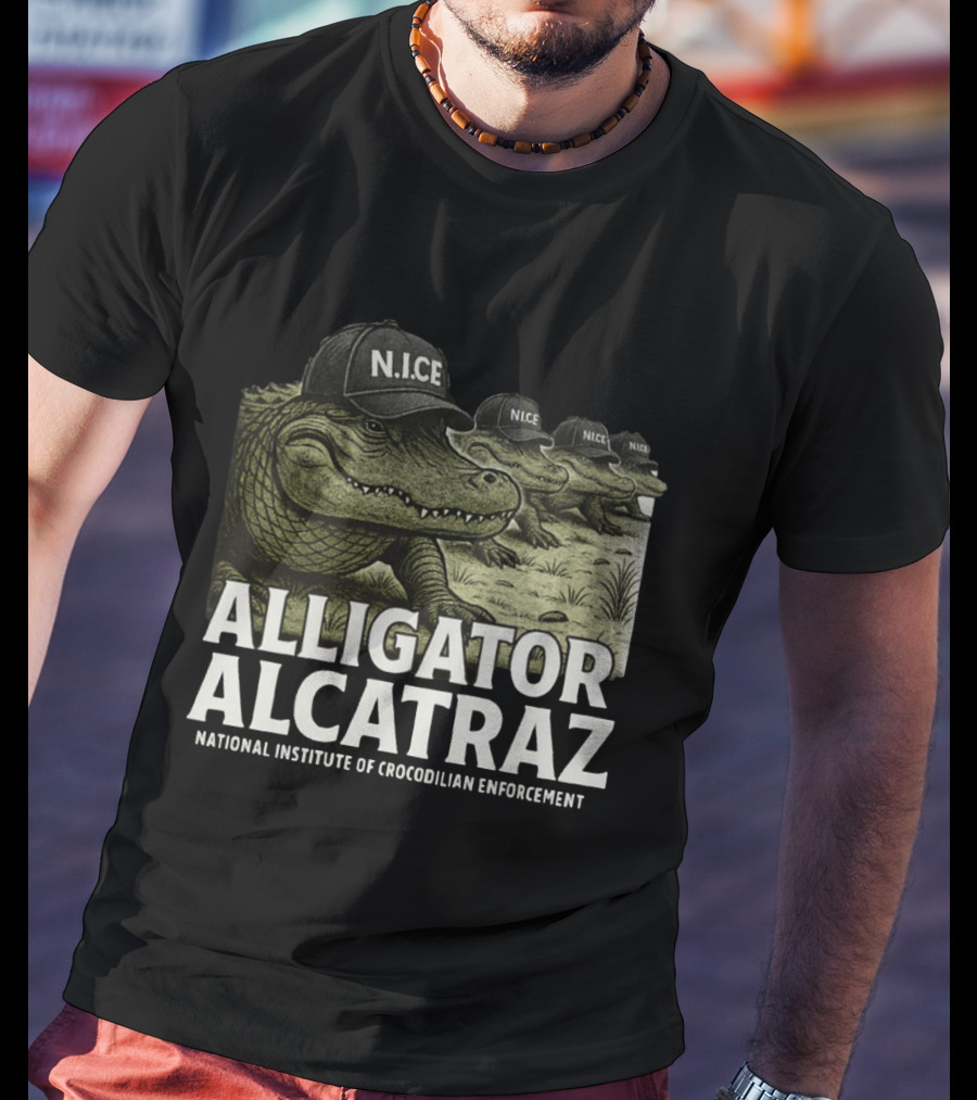 Alligator Alcatraz N.I.C.E. National Institute Of Crocodilian Enforcement T-Shirt