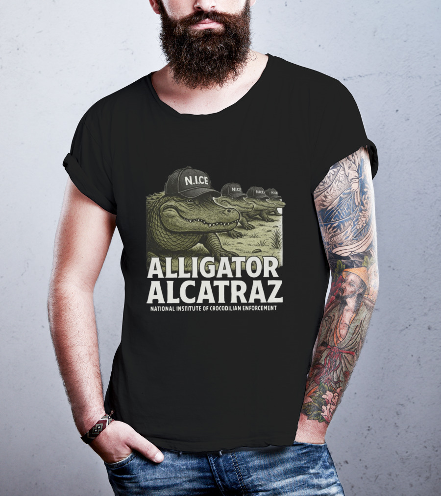Alligator Alcatraz N.I.C.E. National Institute Of Crocodilian Enforcement T-Shirt