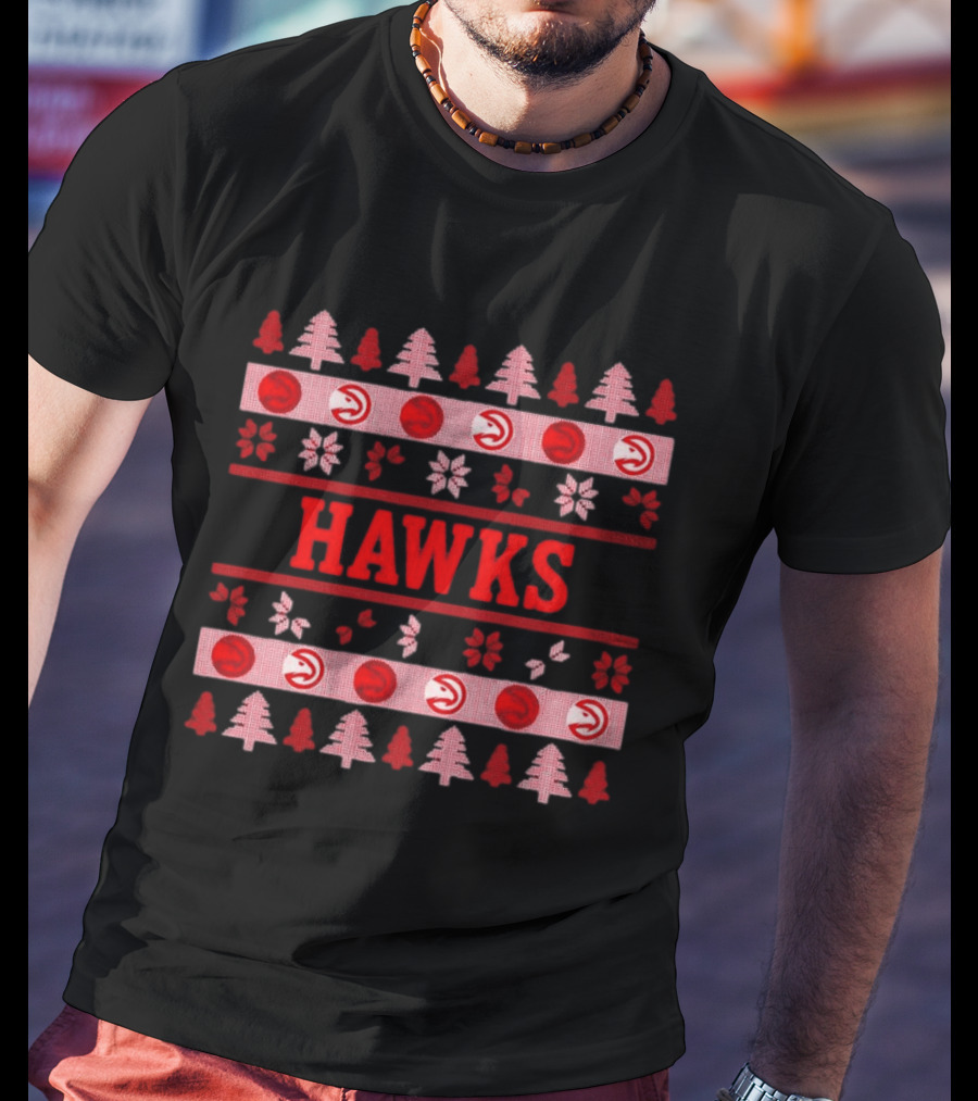 Atlanta Hawks Basketball Holiday Ugly Christmas Sweater T-Shirt