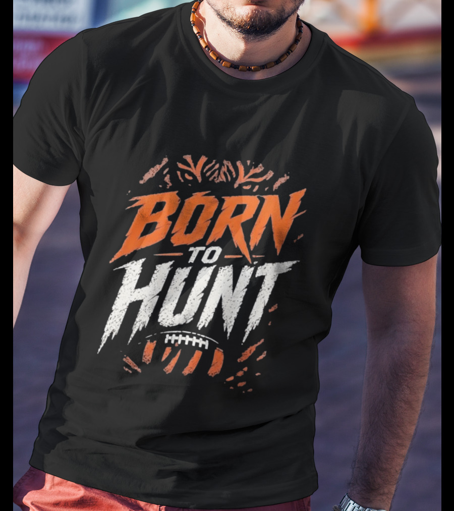 Born To Hunt Tiger Football Ball Print T-Shirt