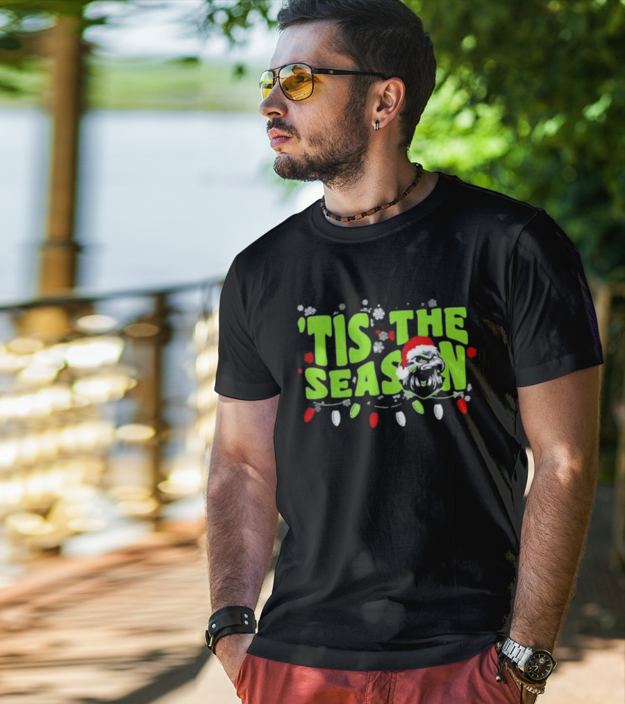 Tis The Season Christmas Seattle Seahawks Football Santa Hat T-Shirt