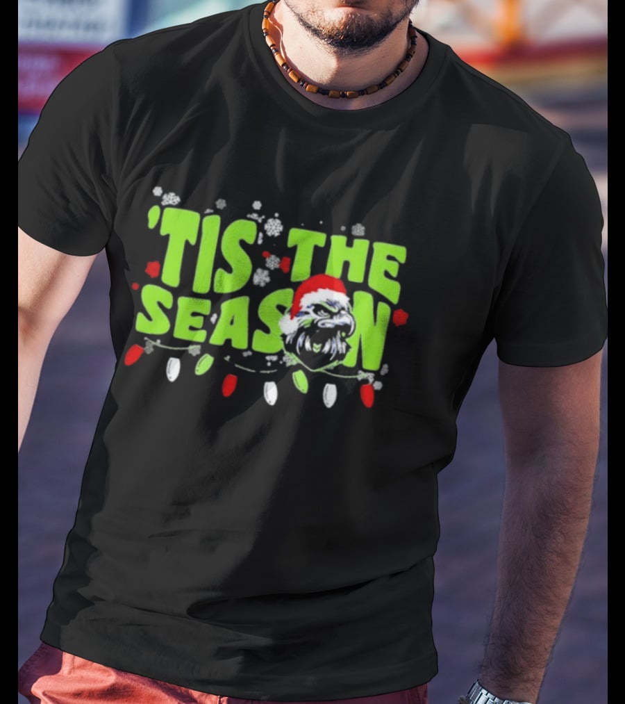 Tis The Season Christmas Seattle Seahawks Football Santa Hat T-Shirt
