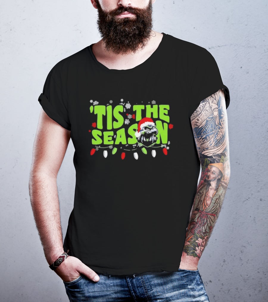 Tis The Season Christmas Seattle Seahawks Football Santa Hat T-Shirt