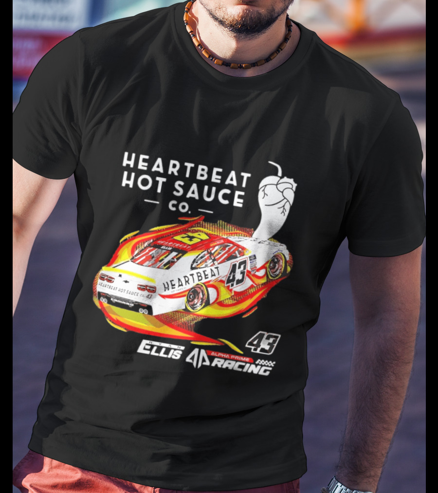 Heartbeat Hot Sauce Co Ryan Ellis 43 Alpha Prime Racing T-Shirt