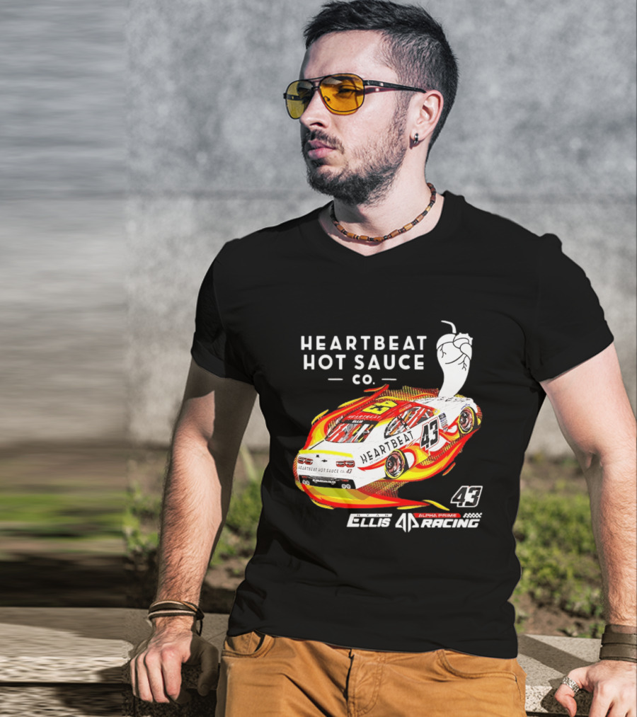 Heartbeat Hot Sauce Co Ryan Ellis 43 Alpha Prime Racing T-Shirt