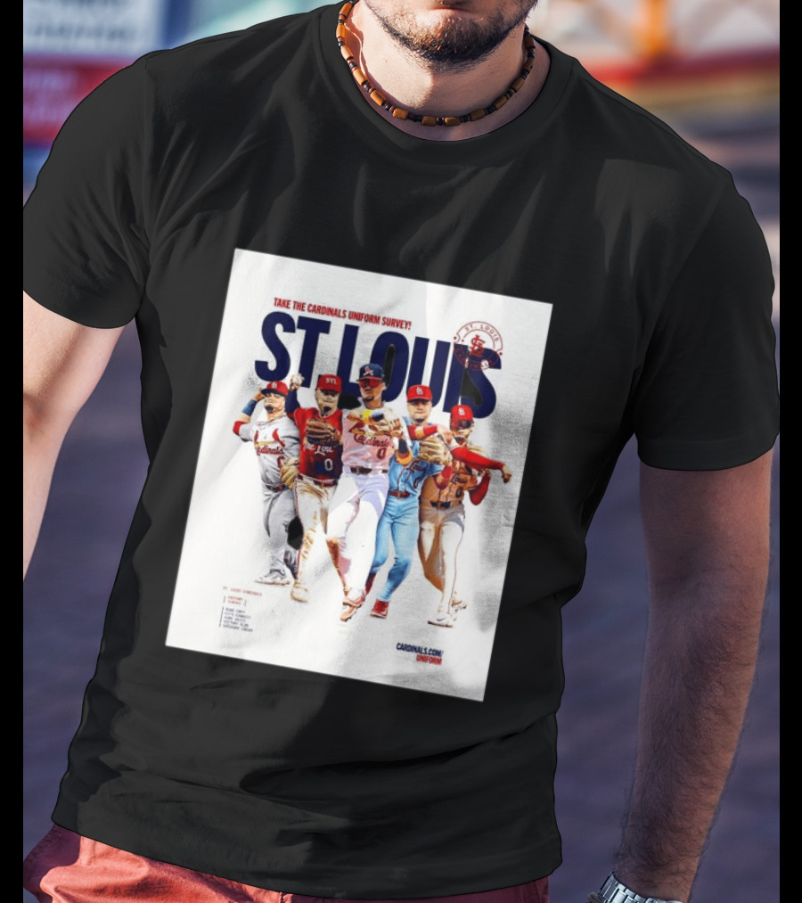 Take The Cardinals Uniform Survey St Louis Historic Baseball Players T-Shirt